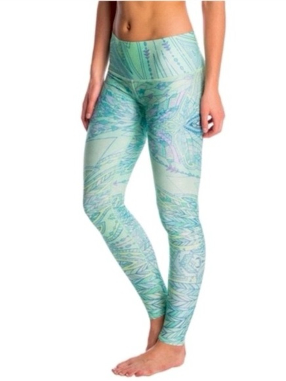 TEEKI size S High-Waist Mint Green Printed Leggings